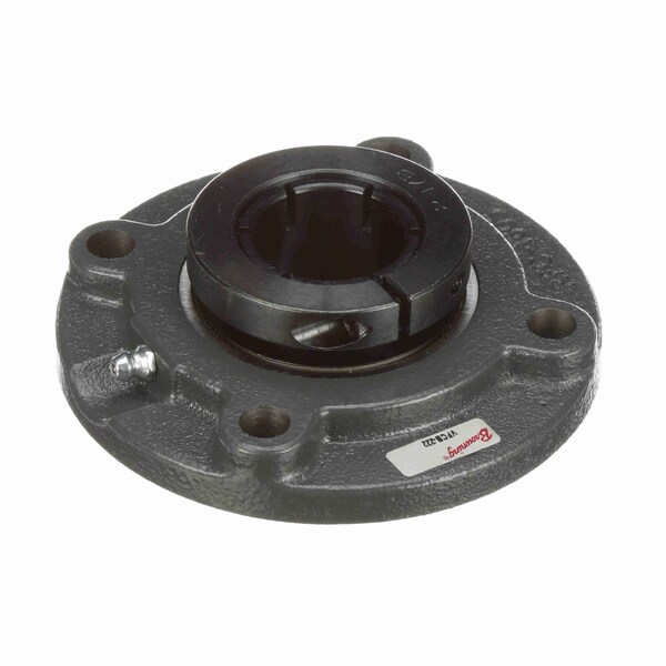 Mounted Cast Iron Flange Cartridge Ball Bearing - 52100 Steel, Black Oxided Inner - Concentric Lock